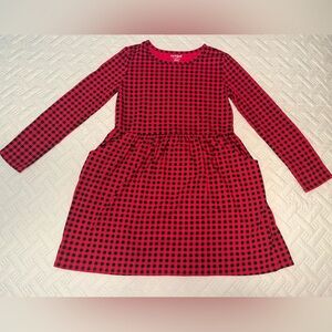 Cat & Jack NWT red & black buffalo plaid dress size girls 10/12 PLUS w/pockets!